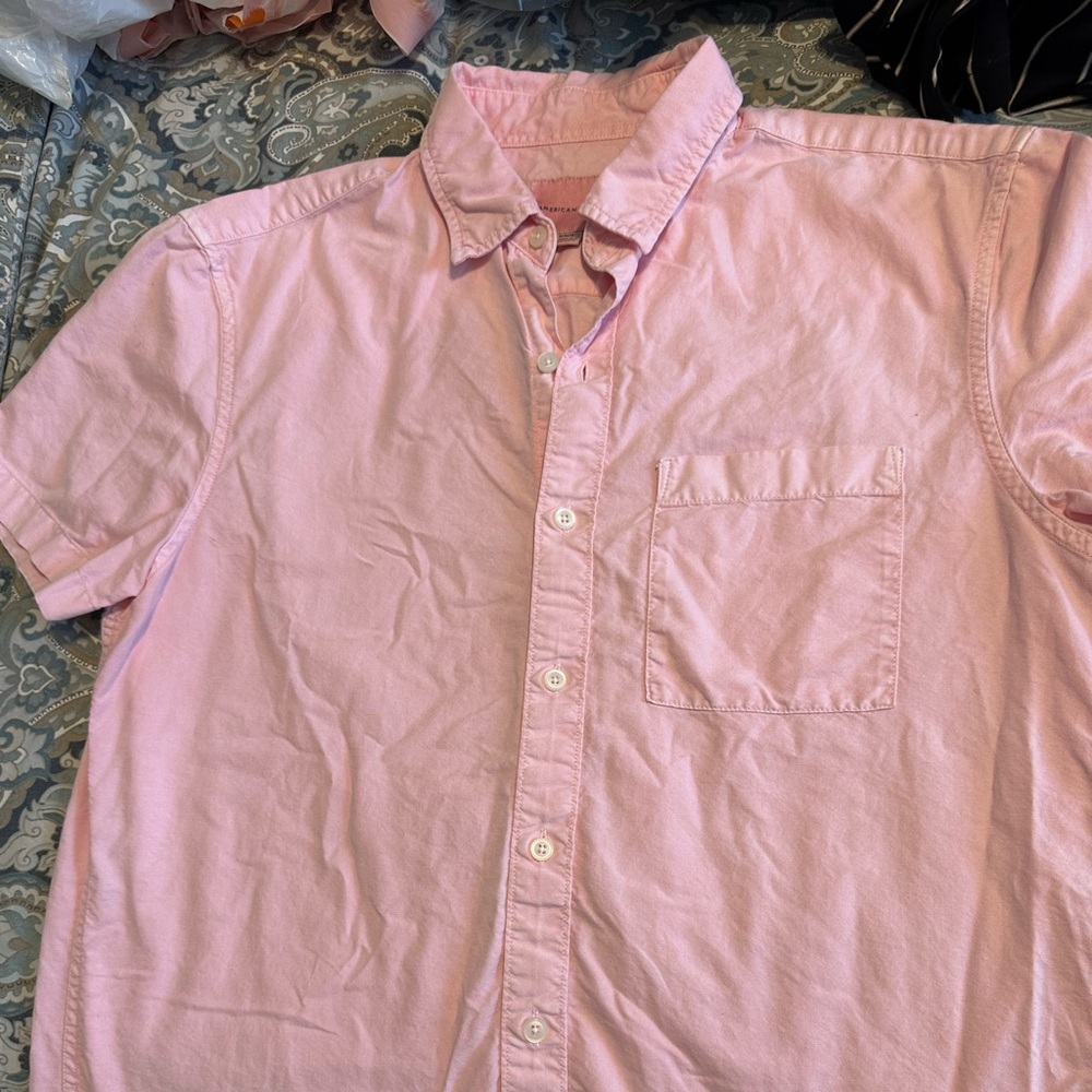 American Eagle Outfitters Pink Casual Button Down Shirt